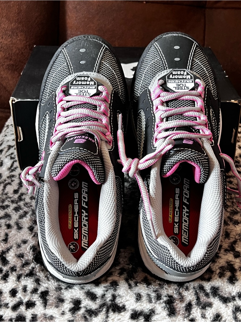 Skechers Work Biscoe ST Steel Toe Shoes Women’s Size 6 Black Pink - LIKE NEW! - Picture 4 of 11